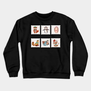 Christmas animal stamps Crewneck Sweatshirt